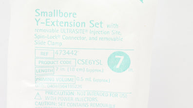 Braun 473442 Smallbore Y-Extension Set 7inch x 0.5mL (x)